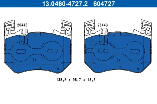 Bremsbelagsatz, Scheibenbremse Vorderachse ATE 13.0460-4727.2 Bild Bremsbelagsatz, Scheibenbremse Vorderachse ATE 13.0460-4727.2