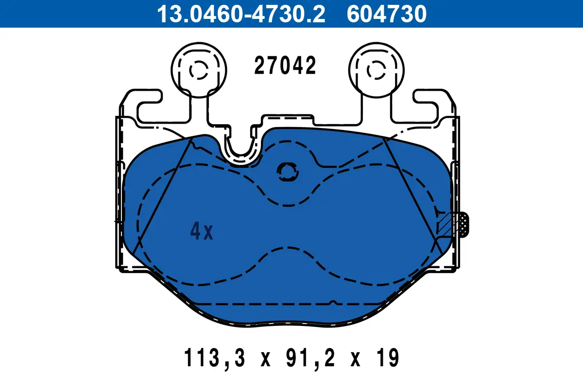 Bremsbelagsatz, Scheibenbremse Vorderachse ATE 13.0460-4730.2