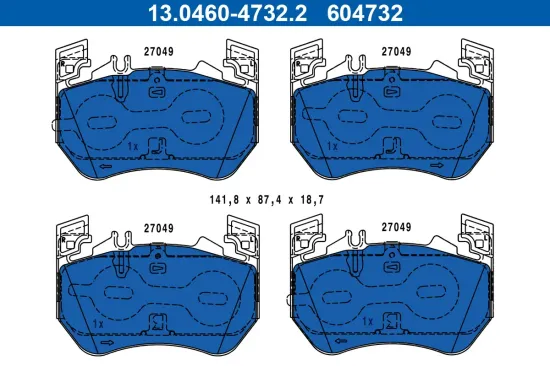 Bremsbelagsatz, Scheibenbremse Vorderachse ATE 13.0460-4732.2 Bild Bremsbelagsatz, Scheibenbremse Vorderachse ATE 13.0460-4732.2