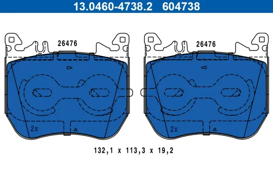 Bremsbelagsatz, Scheibenbremse Vorderachse ATE 13.0460-4738.2 Bild Bremsbelagsatz, Scheibenbremse Vorderachse ATE 13.0460-4738.2