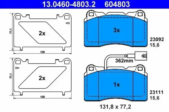 Bremsbelagsatz, Scheibenbremse ATE 13.0460-4803.2 Bild Bremsbelagsatz, Scheibenbremse ATE 13.0460-4803.2