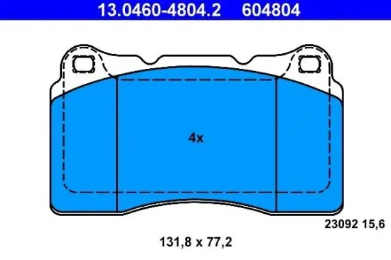Bremsbelagsatz, Scheibenbremse Vorderachse ATE 13.0460-4804.2 Bild Bremsbelagsatz, Scheibenbremse Vorderachse ATE 13.0460-4804.2