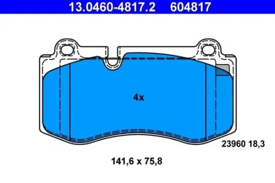 Bremsbelagsatz, Scheibenbremse ATE 13.0460-4817.2 Bild Bremsbelagsatz, Scheibenbremse ATE 13.0460-4817.2