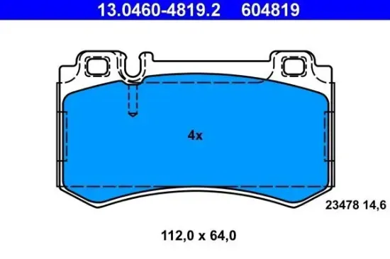 Bremsbelagsatz, Scheibenbremse ATE 13.0460-4819.2 Bild Bremsbelagsatz, Scheibenbremse ATE 13.0460-4819.2