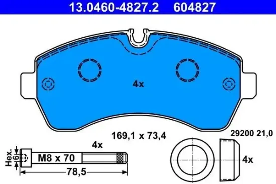 Bremsbelagsatz, Scheibenbremse ATE 13.0460-4827.2 Bild Bremsbelagsatz, Scheibenbremse ATE 13.0460-4827.2