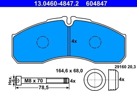 Bremsbelagsatz, Scheibenbremse ATE 13.0460-4847.2 Bild Bremsbelagsatz, Scheibenbremse ATE 13.0460-4847.2