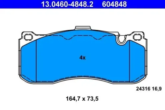 Bremsbelagsatz, Scheibenbremse ATE 13.0460-4848.2 Bild Bremsbelagsatz, Scheibenbremse ATE 13.0460-4848.2