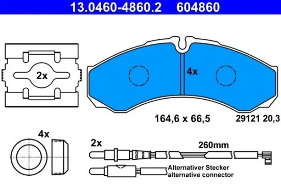 Bremsbelagsatz, Scheibenbremse ATE 13.0460-4860.2 Bild Bremsbelagsatz, Scheibenbremse ATE 13.0460-4860.2