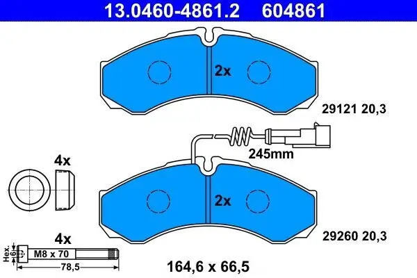 Bremsbelagsatz, Scheibenbremse ATE 13.0460-4861.2