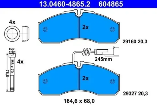 Bremsbelagsatz, Scheibenbremse ATE 13.0460-4865.2 Bild Bremsbelagsatz, Scheibenbremse ATE 13.0460-4865.2