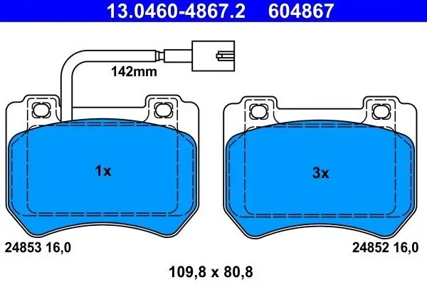 Bremsbelagsatz, Scheibenbremse ATE 13.0460-4867.2