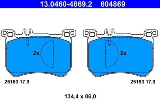 Bremsbelagsatz, Scheibenbremse ATE 13.0460-4869.2 Bild Bremsbelagsatz, Scheibenbremse ATE 13.0460-4869.2