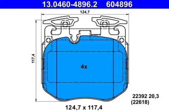 Bremsbelagsatz, Scheibenbremse ATE 13.0460-4896.2 Bild Bremsbelagsatz, Scheibenbremse ATE 13.0460-4896.2