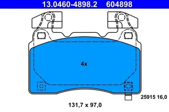 Bremsbelagsatz, Scheibenbremse Vorderachse ATE 13.0460-4898.2 Bild Bremsbelagsatz, Scheibenbremse Vorderachse ATE 13.0460-4898.2