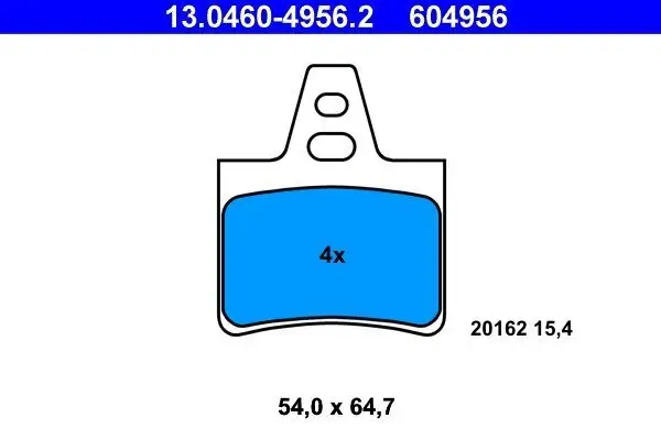 Bremsbelagsatz, Scheibenbremse Hinterachse ATE 13.0460-4956.2