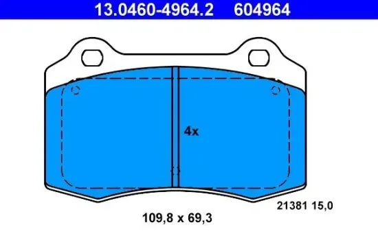 Bremsbelagsatz, Scheibenbremse ATE 13.0460-4964.2 Bild Bremsbelagsatz, Scheibenbremse ATE 13.0460-4964.2