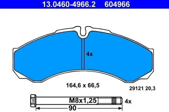 Bremsbelagsatz, Scheibenbremse ATE 13.0460-4966.2 Bild Bremsbelagsatz, Scheibenbremse ATE 13.0460-4966.2
