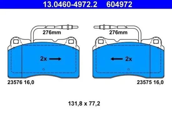 Bremsbelagsatz, Scheibenbremse ATE 13.0460-4972.2 Bild Bremsbelagsatz, Scheibenbremse ATE 13.0460-4972.2