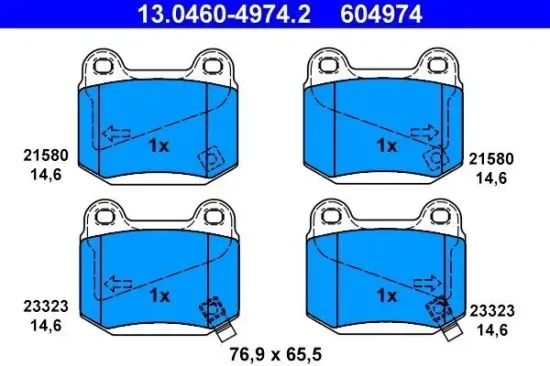 Bremsbelagsatz, Scheibenbremse Hinterachse ATE 13.0460-4974.2 Bild Bremsbelagsatz, Scheibenbremse Hinterachse ATE 13.0460-4974.2