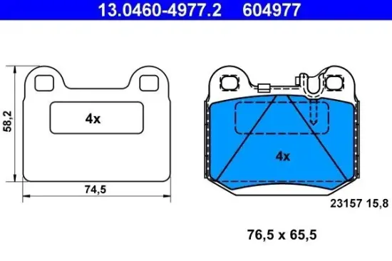 Bremsbelagsatz, Scheibenbremse ATE 13.0460-4977.2 Bild Bremsbelagsatz, Scheibenbremse ATE 13.0460-4977.2