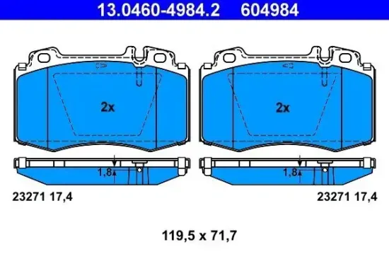 Bremsbelagsatz, Scheibenbremse ATE 13.0460-4984.2 Bild Bremsbelagsatz, Scheibenbremse ATE 13.0460-4984.2