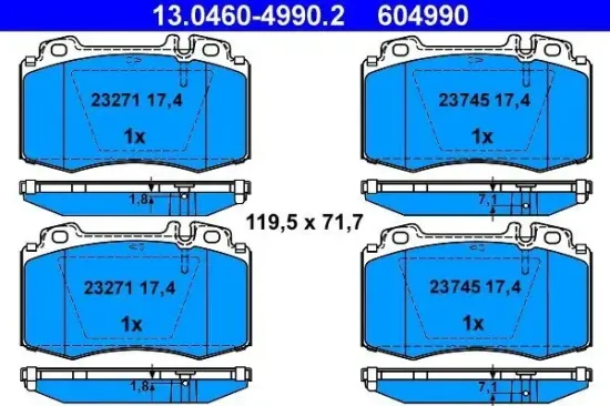 Bremsbelagsatz, Scheibenbremse ATE 13.0460-4990.2 Bild Bremsbelagsatz, Scheibenbremse ATE 13.0460-4990.2