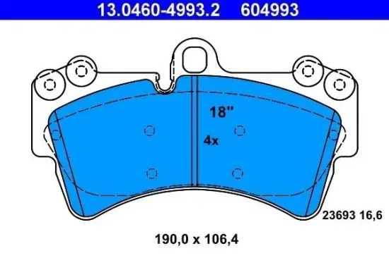 Bremsbelagsatz, Scheibenbremse ATE 13.0460-4993.2 Bild Bremsbelagsatz, Scheibenbremse ATE 13.0460-4993.2