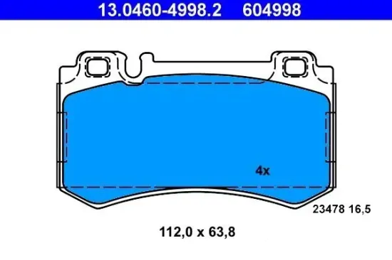 Bremsbelagsatz, Scheibenbremse ATE 13.0460-4998.2 Bild Bremsbelagsatz, Scheibenbremse ATE 13.0460-4998.2