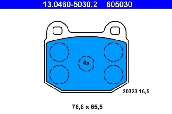 Bremsbelagsatz, Scheibenbremse Vorderachse ATE 13.0460-5030.2 Bild Bremsbelagsatz, Scheibenbremse Vorderachse ATE 13.0460-5030.2