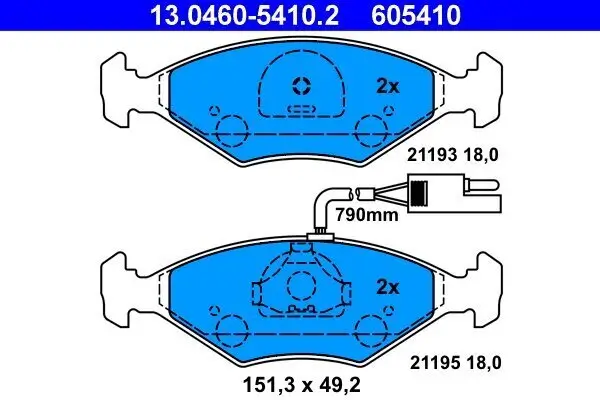 Bremsbelagsatz, Scheibenbremse ATE 13.0460-5410.2