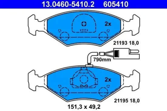 Bremsbelagsatz, Scheibenbremse ATE 13.0460-5410.2 Bild Bremsbelagsatz, Scheibenbremse ATE 13.0460-5410.2