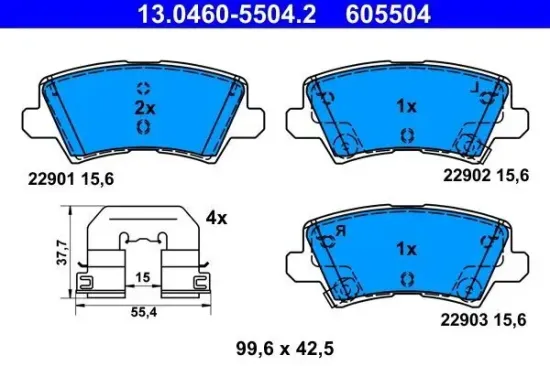 Bremsbelagsatz, Scheibenbremse ATE 13.0460-5504.2 Bild Bremsbelagsatz, Scheibenbremse ATE 13.0460-5504.2