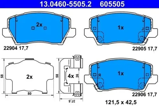 Bremsbelagsatz, Scheibenbremse ATE 13.0460-5505.2 Bild Bremsbelagsatz, Scheibenbremse ATE 13.0460-5505.2