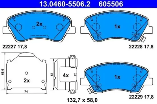 Bremsbelagsatz, Scheibenbremse ATE 13.0460-5506.2 Bild Bremsbelagsatz, Scheibenbremse ATE 13.0460-5506.2