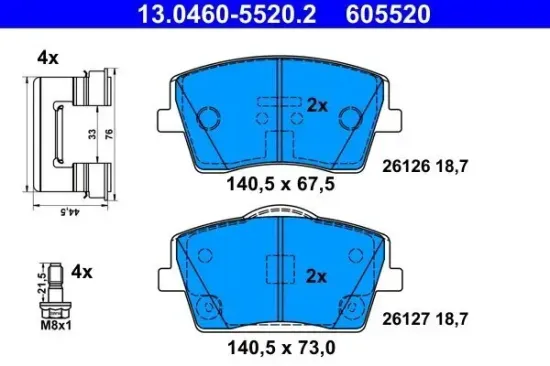 Bremsbelagsatz, Scheibenbremse ATE 13.0460-5520.2 Bild Bremsbelagsatz, Scheibenbremse ATE 13.0460-5520.2