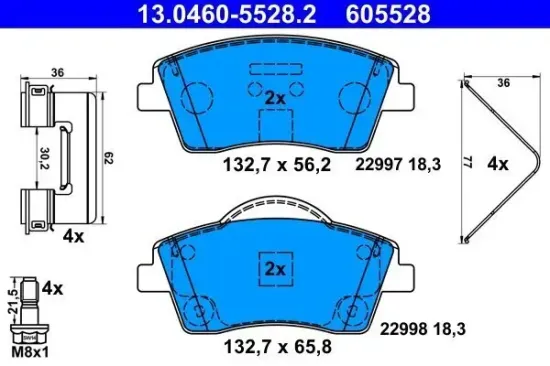 Bremsbelagsatz, Scheibenbremse ATE 13.0460-5528.2 Bild Bremsbelagsatz, Scheibenbremse ATE 13.0460-5528.2