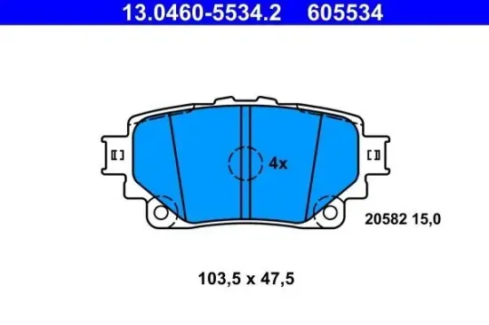 Bremsbelagsatz, Scheibenbremse Hinterachse ATE 13.0460-5534.2 Bild Bremsbelagsatz, Scheibenbremse Hinterachse ATE 13.0460-5534.2