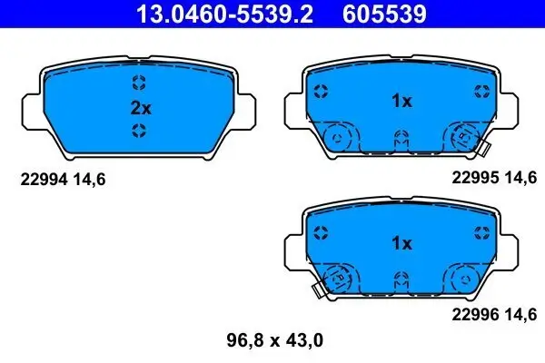 Bremsbelagsatz, Scheibenbremse Hinterachse ATE 13.0460-5539.2