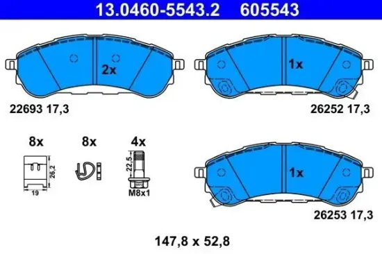 Bremsbelagsatz, Scheibenbremse ATE 13.0460-5543.2 Bild Bremsbelagsatz, Scheibenbremse ATE 13.0460-5543.2