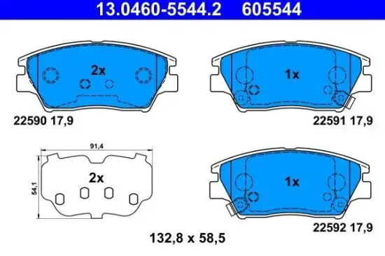 Bremsbelagsatz, Scheibenbremse Vorderachse ATE 13.0460-5544.2 Bild Bremsbelagsatz, Scheibenbremse Vorderachse ATE 13.0460-5544.2