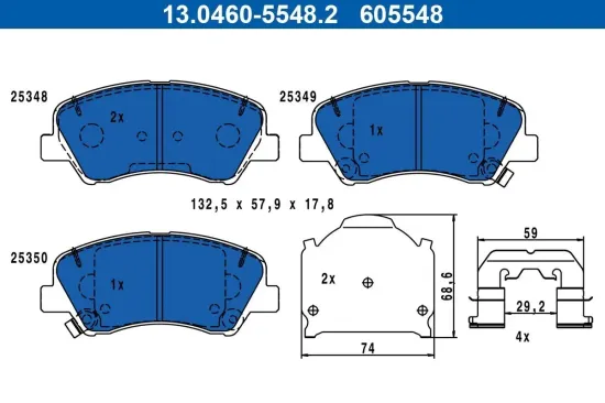 Bremsbelagsatz, Scheibenbremse ATE 13.0460-5548.2 Bild Bremsbelagsatz, Scheibenbremse ATE 13.0460-5548.2