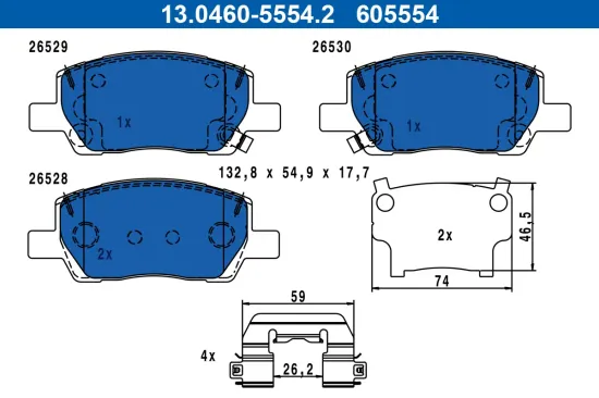 Bremsbelagsatz, Scheibenbremse ATE 13.0460-5554.2 Bild Bremsbelagsatz, Scheibenbremse ATE 13.0460-5554.2