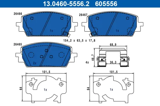 Bremsbelagsatz, Scheibenbremse ATE 13.0460-5556.2 Bild Bremsbelagsatz, Scheibenbremse ATE 13.0460-5556.2