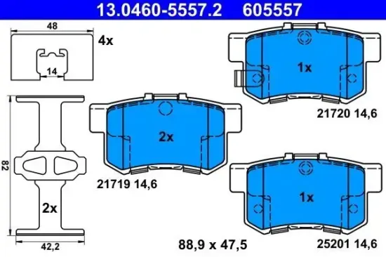 Bremsbelagsatz, Scheibenbremse ATE 13.0460-5557.2 Bild Bremsbelagsatz, Scheibenbremse ATE 13.0460-5557.2