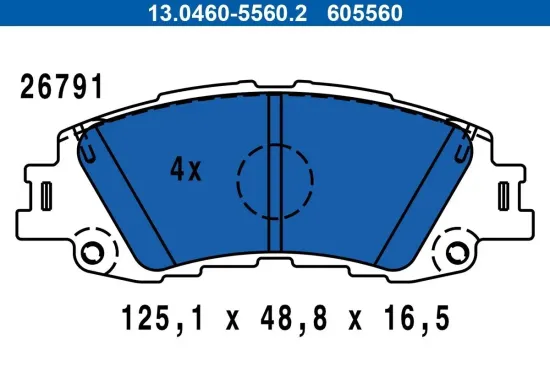 Bremsbelagsatz, Scheibenbremse Vorderachse ATE 13.0460-5560.2 Bild Bremsbelagsatz, Scheibenbremse Vorderachse ATE 13.0460-5560.2