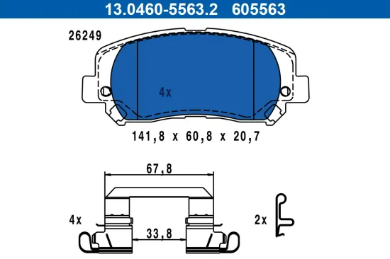 Bremsbelagsatz, Scheibenbremse Vorderachse ATE 13.0460-5563.2 Bild Bremsbelagsatz, Scheibenbremse Vorderachse ATE 13.0460-5563.2