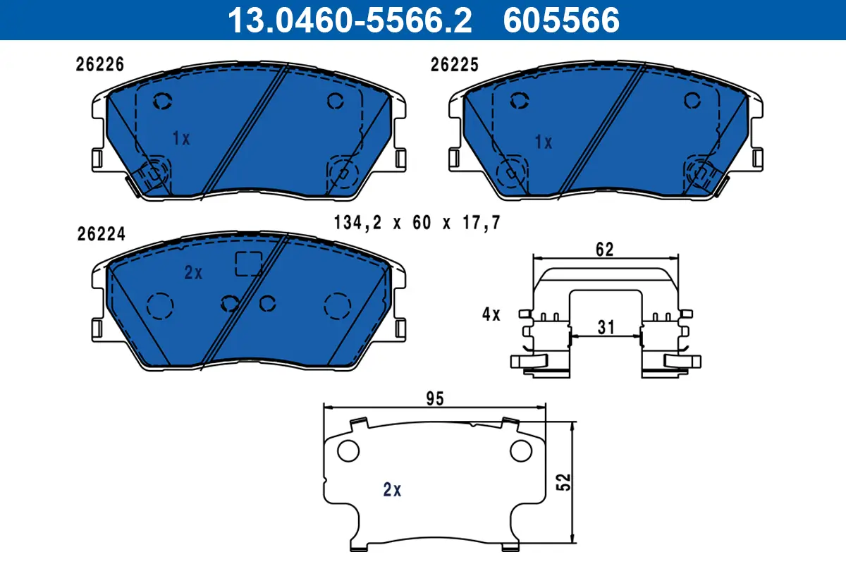 Bremsbelagsatz, Scheibenbremse Vorderachse ATE 13.0460-5566.2