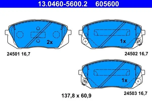 Bremsbelagsatz, Scheibenbremse ATE 13.0460-5600.2