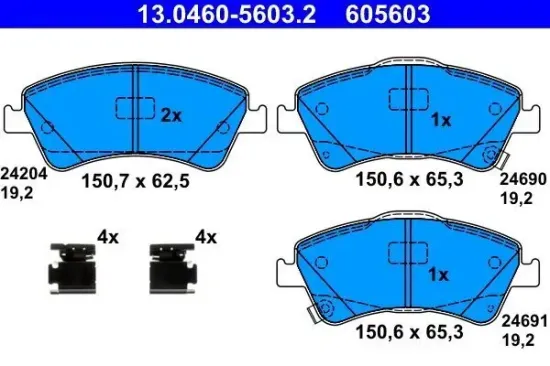 Bremsbelagsatz, Scheibenbremse Vorderachse ATE 13.0460-5603.2 Bild Bremsbelagsatz, Scheibenbremse Vorderachse ATE 13.0460-5603.2