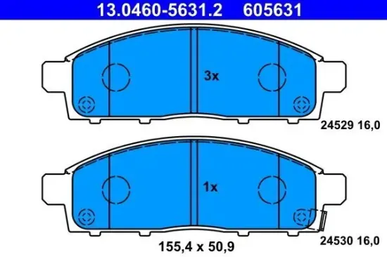 Bremsbelagsatz, Scheibenbremse Vorderachse ATE 13.0460-5631.2 Bild Bremsbelagsatz, Scheibenbremse Vorderachse ATE 13.0460-5631.2